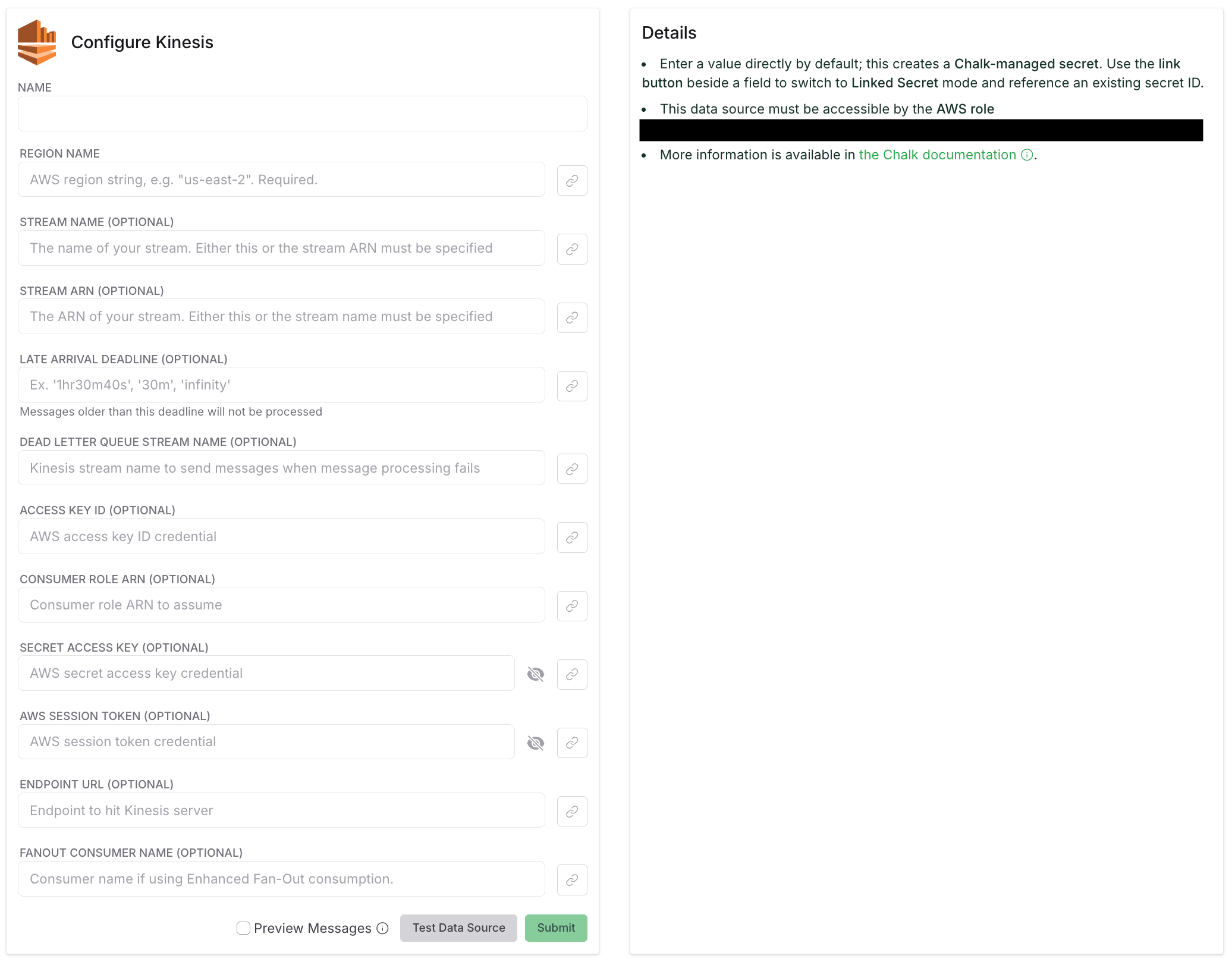 Adding a Kinesis data source