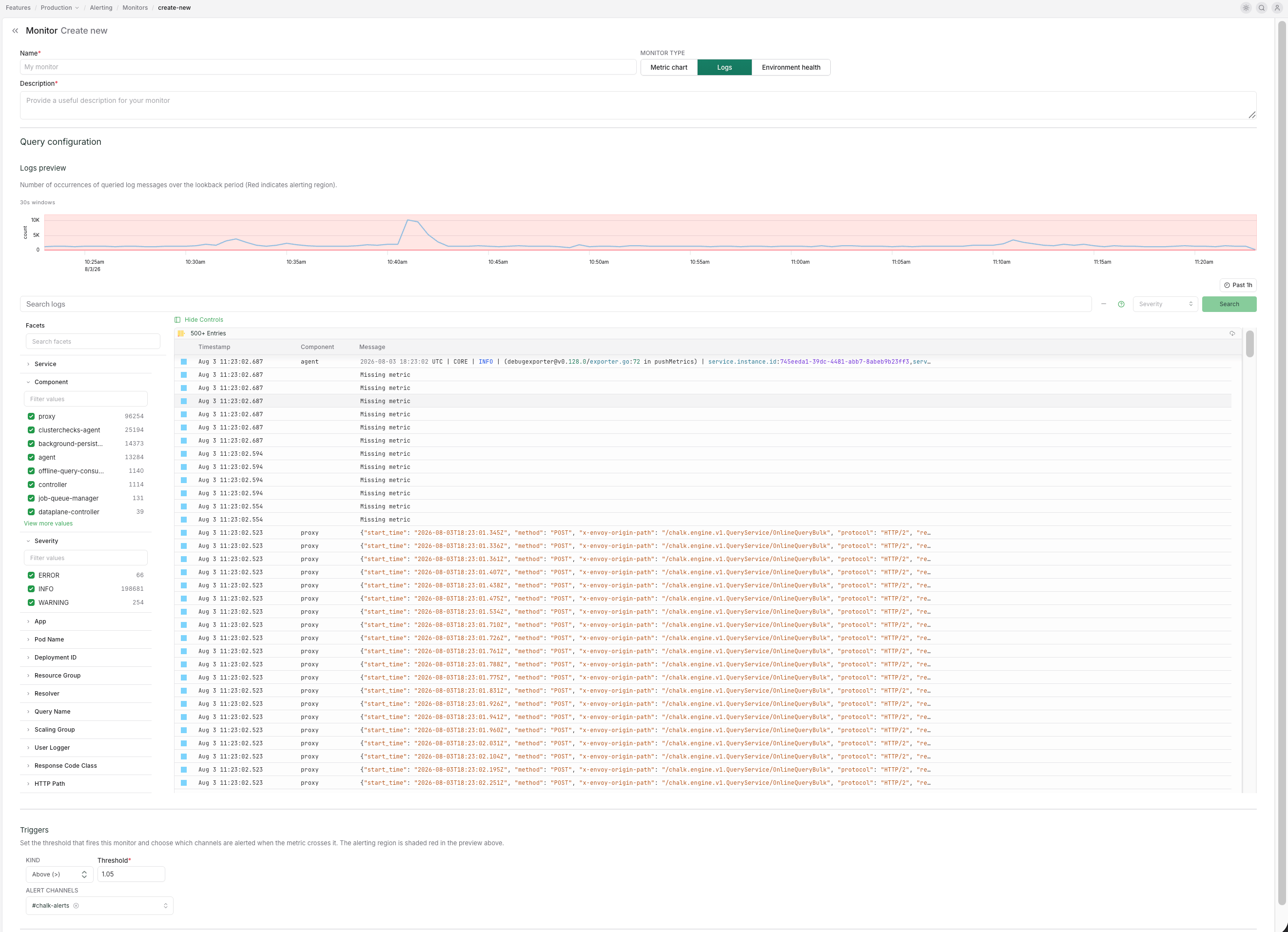 Log monitor setup