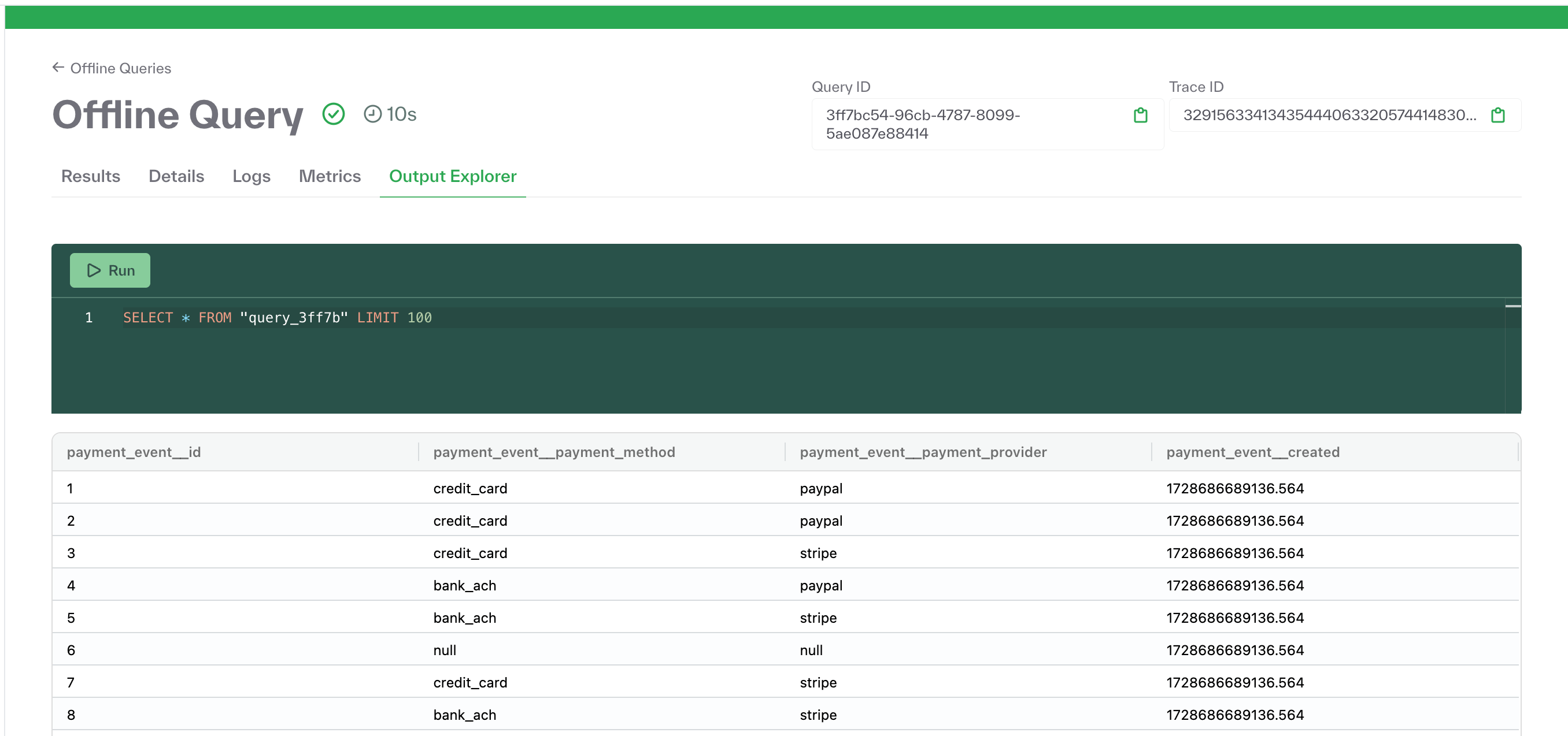 SQL Explorer for Query Outputs