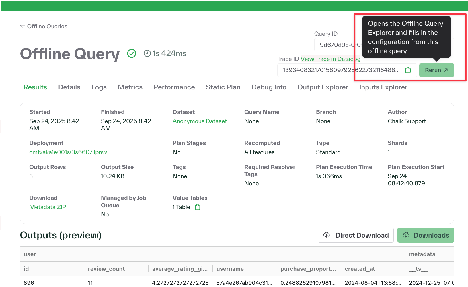 Re-running Offline Queries