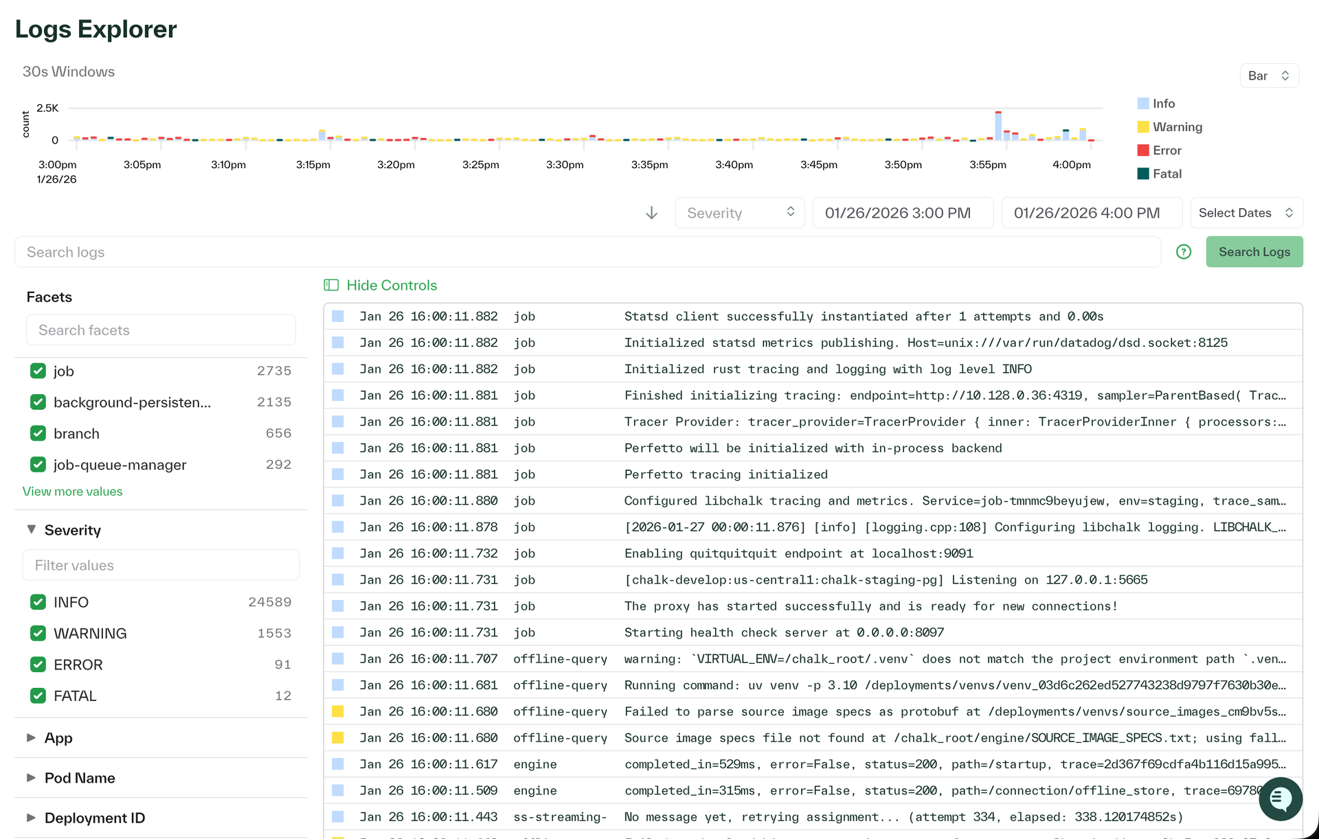 Log Explorer Page with New Facets